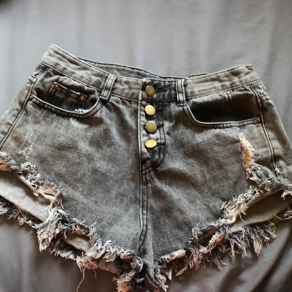 grey jean shorts